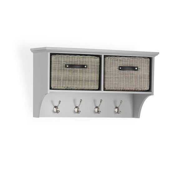 Statement Furniture Tetbury Hallway Shelf with Coat Hooks and Two Storage Baskets
