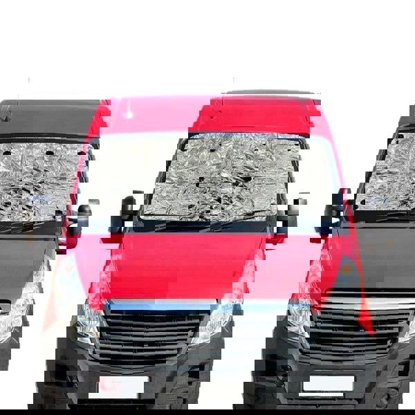 Internal Thermal Blind Set (Renault Master, Vauxhall Movano, Nissan Interstar/NV400) Pictured on the inside windscreen taken from the outside front.