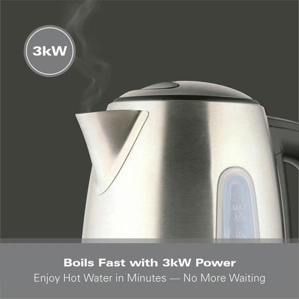 Hamilton Beach Rise Stainless Steel 1.7L Kettle - Brushed - Hamilton Beach UK