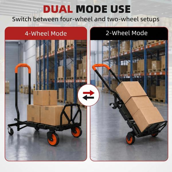 HOMCOM Multi-Purpose Foldable Trolley, Black and Orange