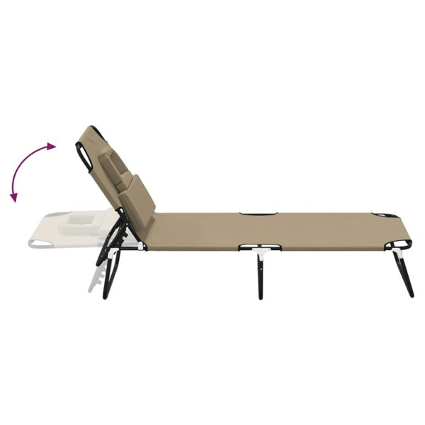 Berkfield Folding Sun Lounger Taupe Oxford Fabric&Powder-coated Steel