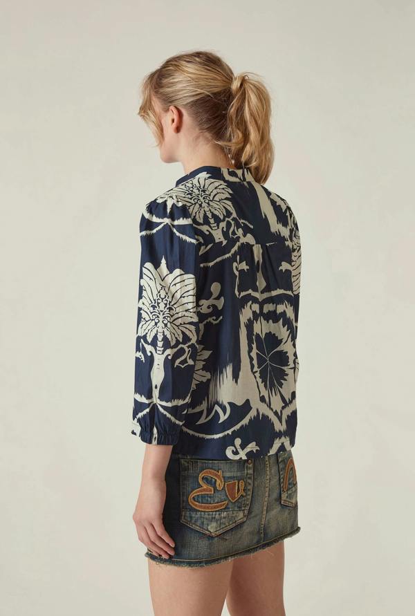James Lakeland Navy Ornamental Print Shirt