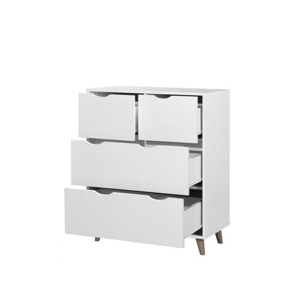 Timber Art Design Pulford Scandi Chest 4 Drawers White Bedroom Living Room Storage  Furniture