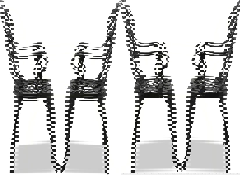 Centurion Supports Bangui Black 2-Large Garden and Patio Chairs with Armrests in Cast Aluminium
