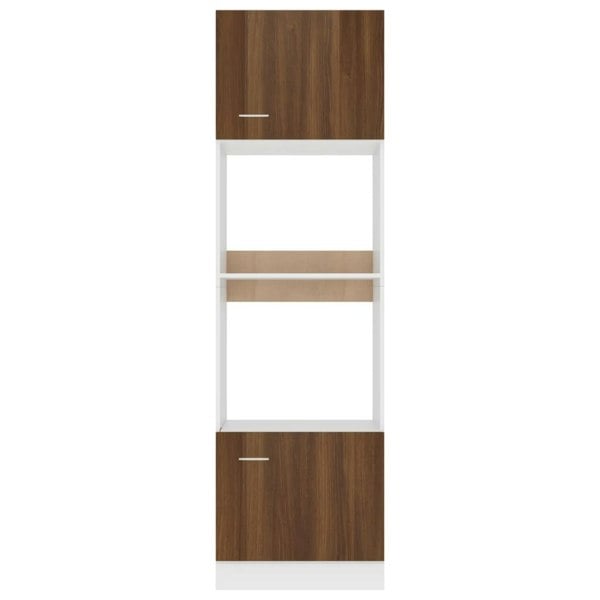 Berkfield Microwave Cabinet Brown Oak 60x57x207 cm Engineered Wood