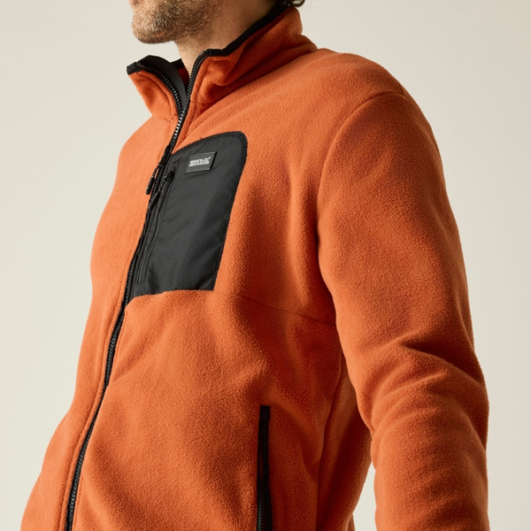 Regatta Mens Frankie Full Zip Fleece Jacket - Brick/Black