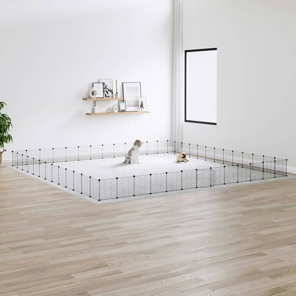 Berkfield 52-Panel Pet Cage with Door Black 35x35 cm Steel