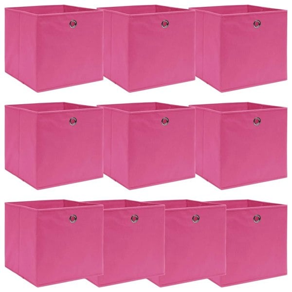 Berkfield Storage Boxes 10 pcs Pink 32x32x32 cm Fabric