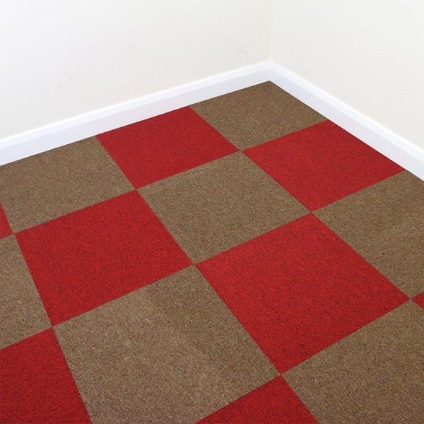 40 x Carpet Tiles 10m2 - Scarlet Red & Sand