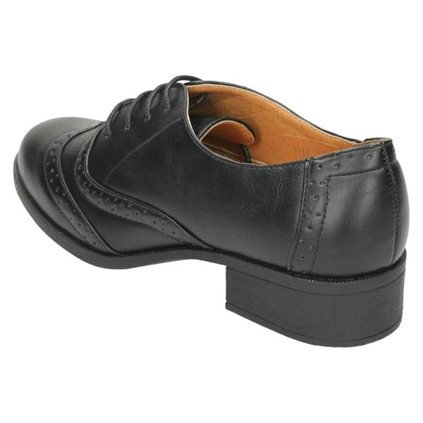 Spot On Ladies Spot On Mid Heel Lace Up Brogue Shoes