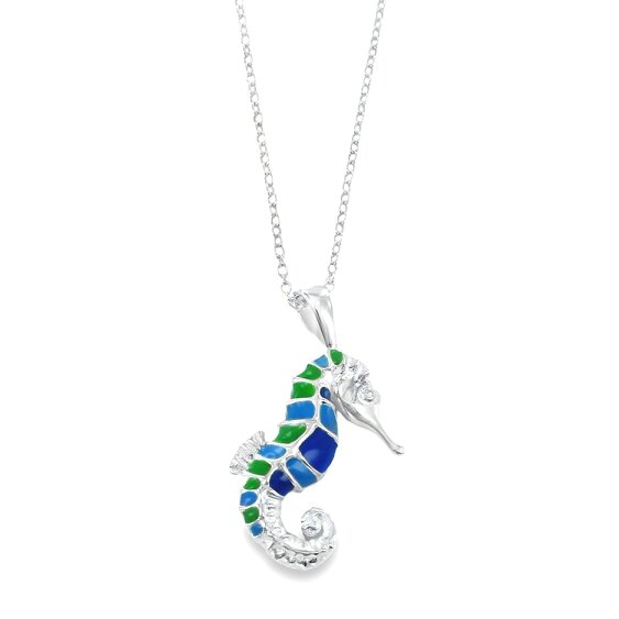 Reeves & Reeves Enamel Seahorse Necklace
