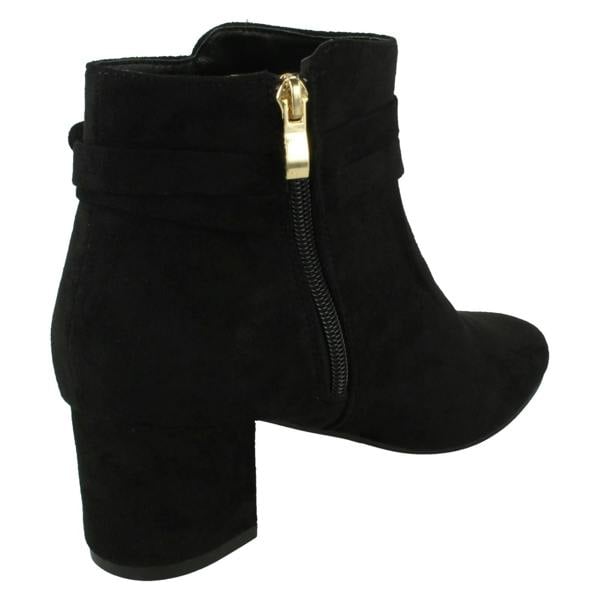 Spot On Ladies Block Heel Wide Fit Ankle Boots with Size Tie and Inside Zip F51235
