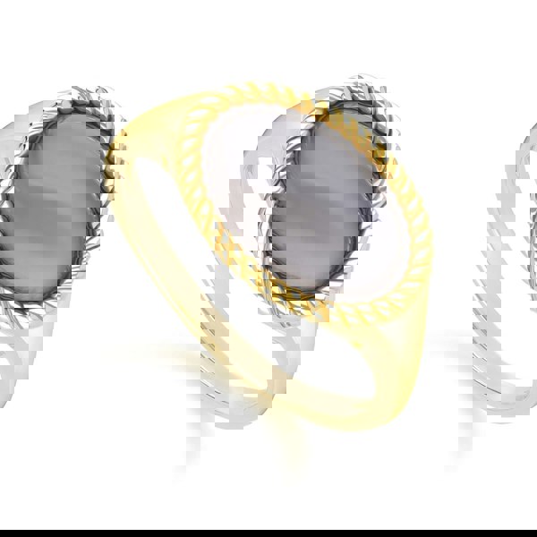 Gemondo Classic Oval Black Moonstone Ring in 9ct Yellow Gold