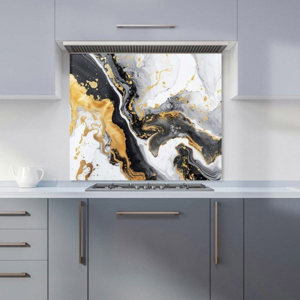 Warren Reed - Designer Gold White And Black Marble Effect Kitchen Splashback