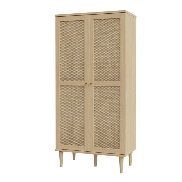 Wyld Haus Mallowmoss Rattan and Wood 2 Door Display Cabinet