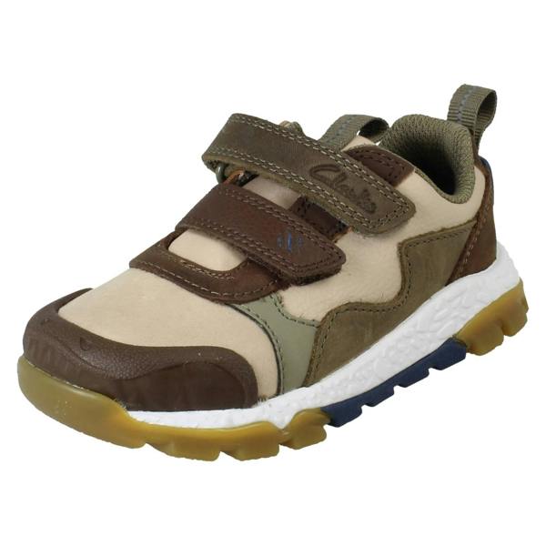 Clarks Boys Clarks Beige/Brown Dinosaur Trainers - Steggy2Track