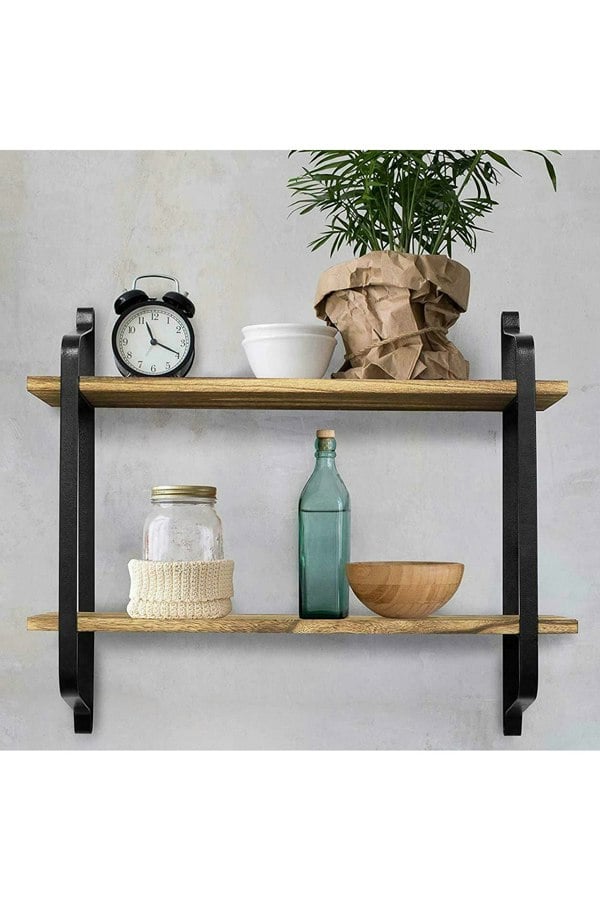Living and Home 2 Tier Decor Floating Wall Shelf