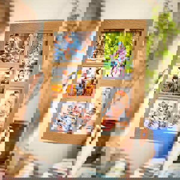 MijMoj Design Solid Oak Five Aperture Picture Frame - For 6x4" Photos