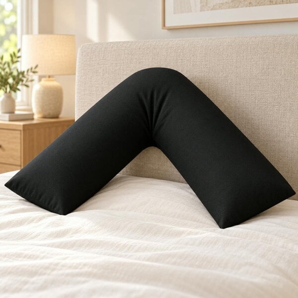Night Zone Easy Care Polycotton V Shaped Pillow – Orthopaedic Support Pillow with Case or Cover Only