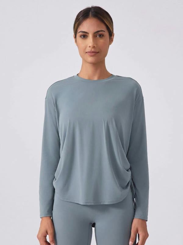 Anniou Side-Drawstring Quick-Dry Pullover - blue