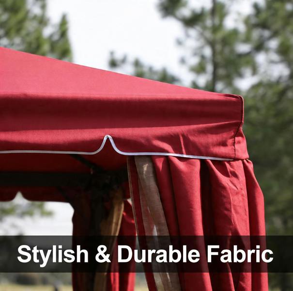 Shatchi Red Gazebo with Nets Aluminium Frame and Powder coated Steel Roof,3x3x2.75m