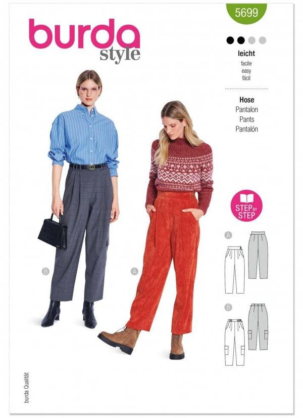 Burda Sewing Pattern 5699 Trousers For Women, 10-22 (36-48) - Easy