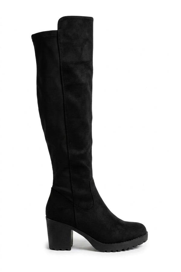 Genevieve Over The Knee Block Boots - Black Suede_wb