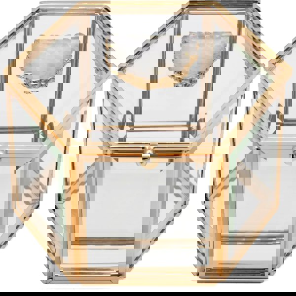 Maison des Cadeaux Hexagonal Glass Agate Jewellery Display Box