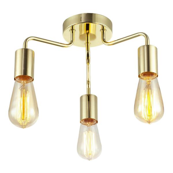 Polished Gold Semi Flush Ceiling Light to Showcase Filament Bulbs Image 4