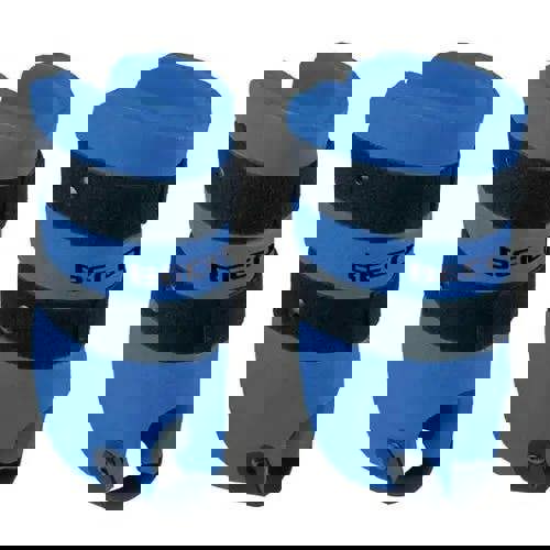 Beco Buoyancy Leg Cuffs with blue booties, black straps, rubber soles for aqua fitness