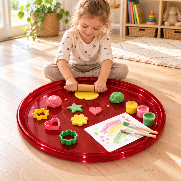 Large 70cm Round Plastic Tuff Tray Arts and Crafts base Activity Messy play - Red