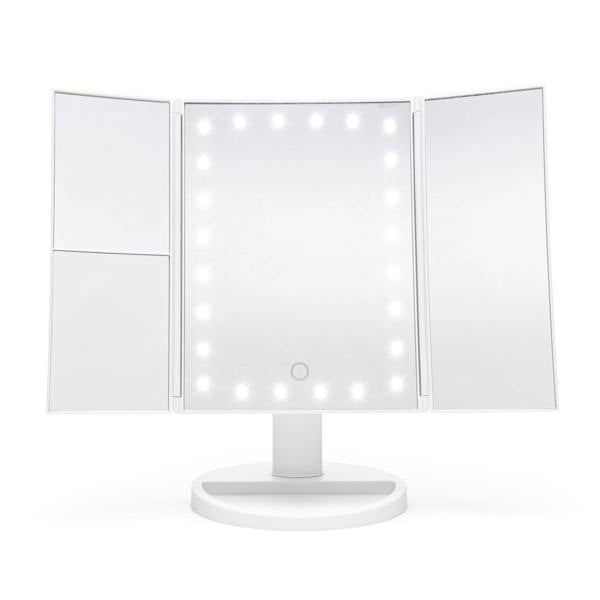 24 LED touch dimmable make up mirror with 2x 3x magnification in white 