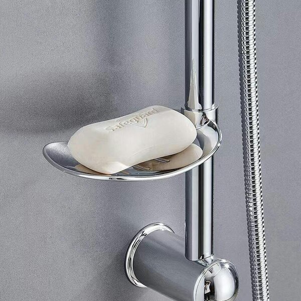 Havendro Large Shower Kit Twin Head Waterfall Chrome Adjust Riser Rail Chrome Square Set
