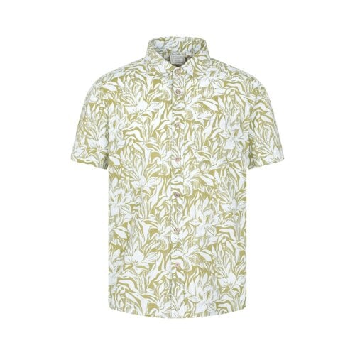 Mountain Warehouse Mens Tropical Cotton Lightweight Loose Fit Short-Sleeved Shirt - Light Khaki