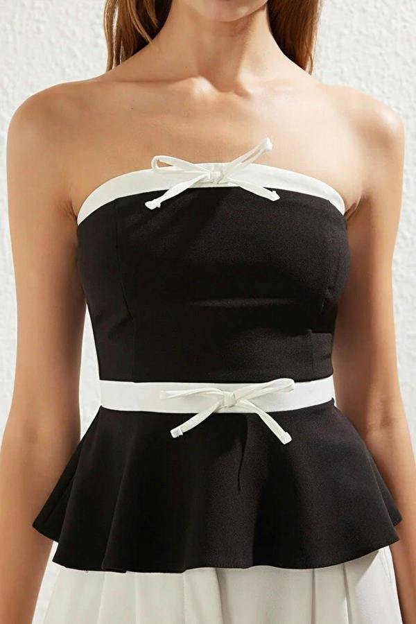 WOVCOR Strapless Bow Detail Woven Bustier