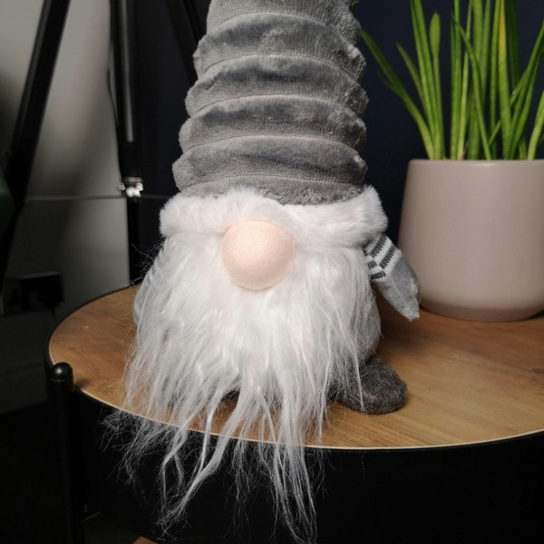 Samuel Alexander 40cm Sitting Plush Christmas Gonk with Grooved Hat in Grey