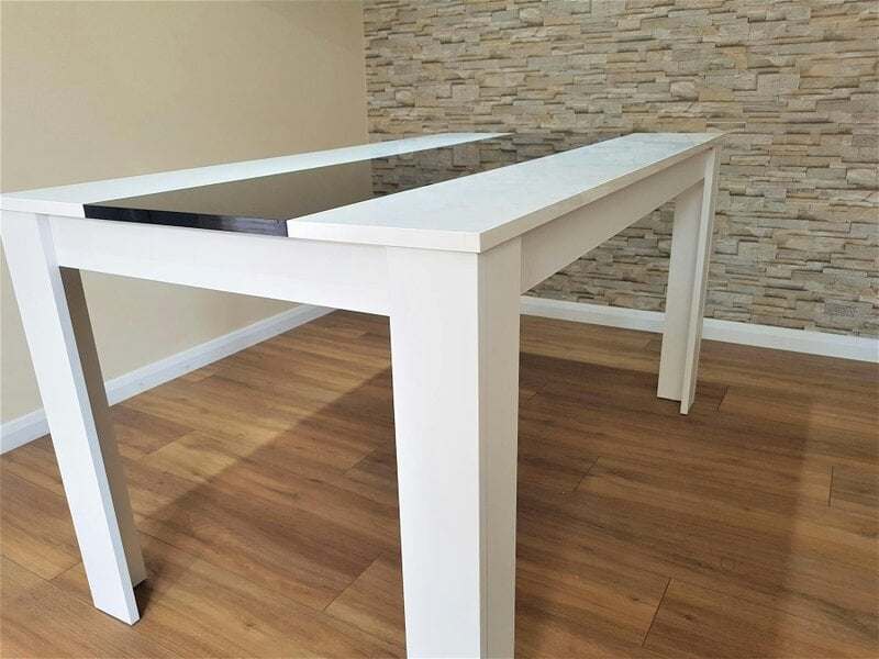 Kosy Koala Dining Table Wood Kitchen Place for 4 Seats, Dining Table Only (White and Black H 75 x L 117 x W 77 cm)