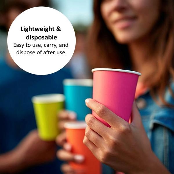 Nicoman Disposable Coloured Paper Party Cups – 8oz & 12oz