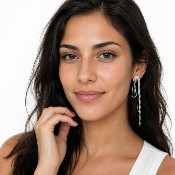 Gold Trip Asymmetric Beaded Drop Clip On Earrings