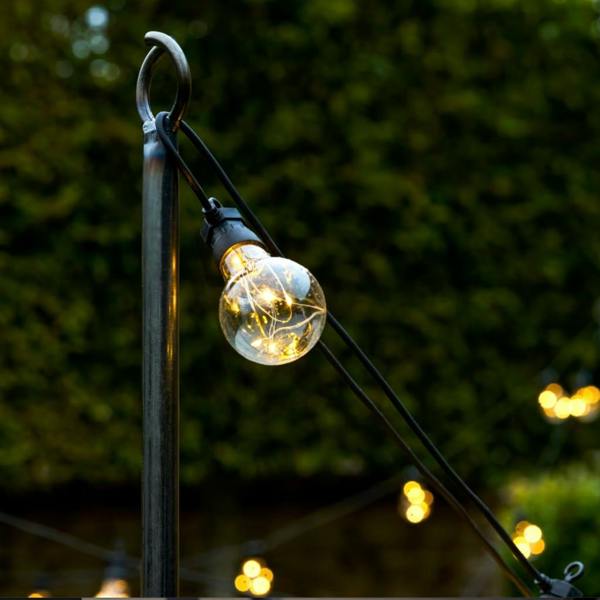 Industrial Steel Festoon Lighting Pole | Raw Metal Finish