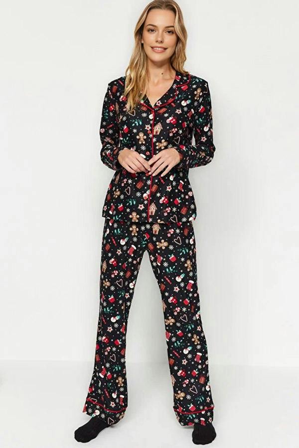 WOVCOR 2-Piece Christmas Themed Knit Pajama Set