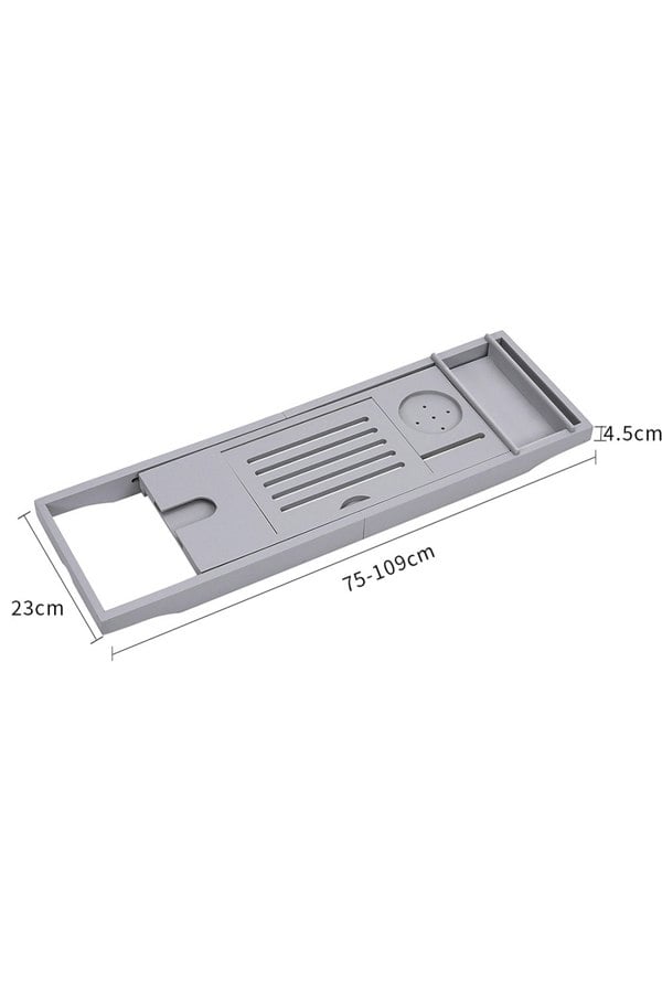 Living and Home Rustic Expandable Bamboo Wooden Bathtub Caddy Tray