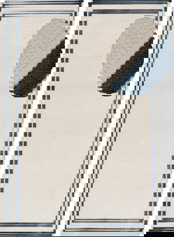 Bordered Living Room rug, blue-cream colours, stain-resistant and non-shedding