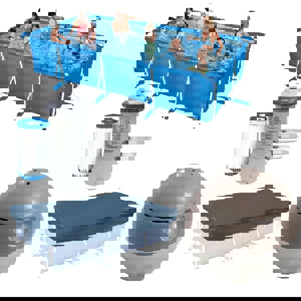 smartbies Intex Rectangular Metal Frame Pool 300 X200 X75 CM With Pool Accessories