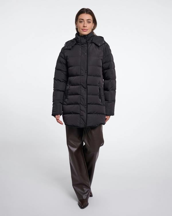 Rino & Pelle Nusa Womens Padded Coat With Detachable Hood - Black | CHO | Designer Womens Padded Coat