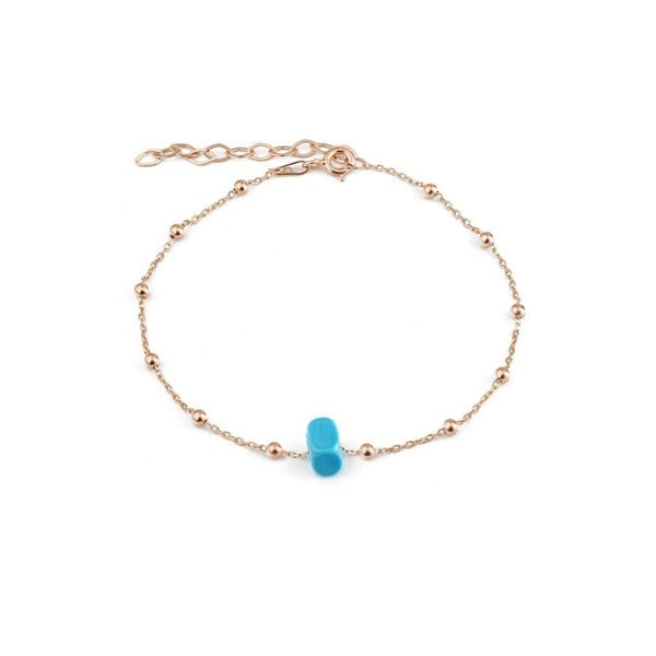 Spero London Sterling Silver Beaded Satellite Chain Bracelet With Turquoise Gemstone