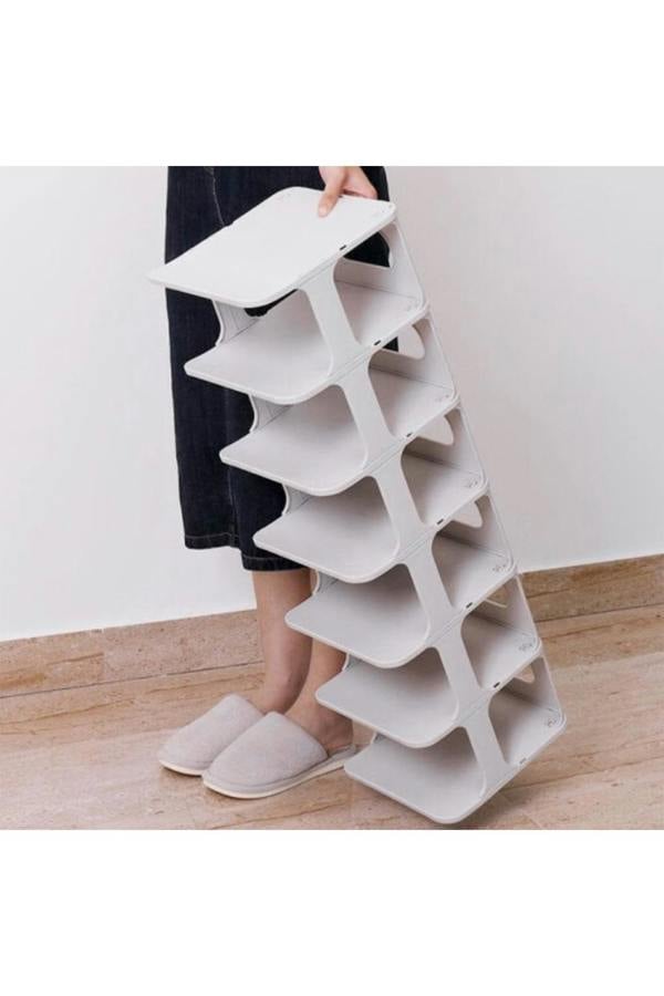 Living and Home 6-Tier 6-Pair Off-White Plastic Shoe Rack