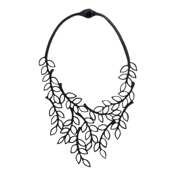 Paguro Evergreen Leaf Recycled Rubber Necklace