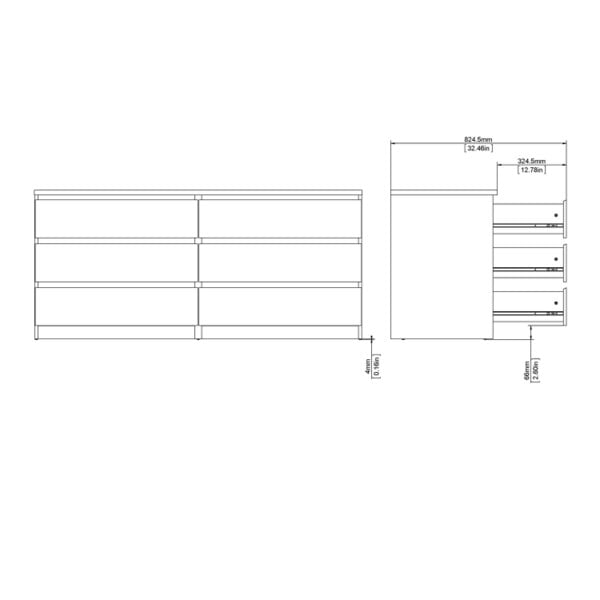 Wyld Haus Budapest Concrete Effect and White Wooden Wide Chest 6 Drawers