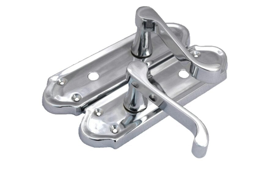 EDH Door Hardware Chrome Door Handles - Askworth Internal Door Handles with Bathroom Sash